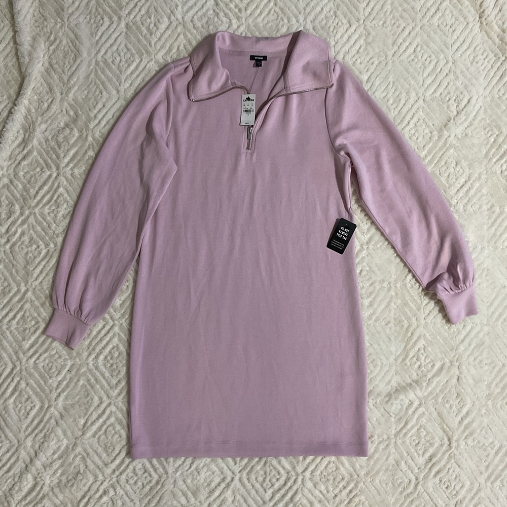 Express Light Pink Zip Collar Top